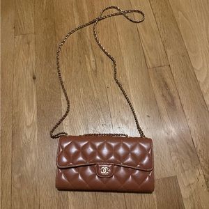 Authentic Chanel Lambskin Wallet with Chain